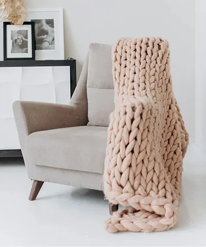 Cozy Reading Nook with Chunky Knit Blanket