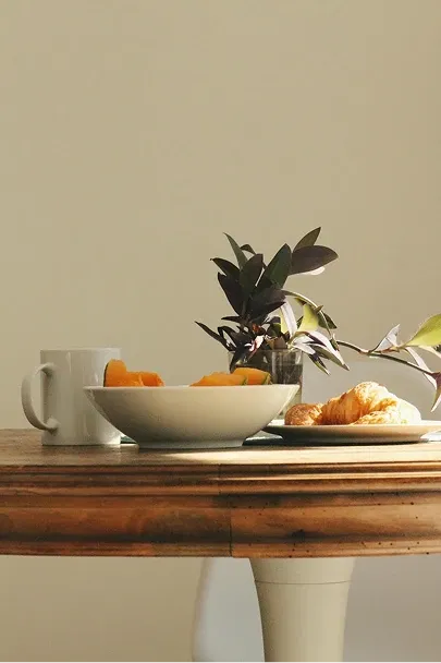 Rustic Wooden Breakfast Table with Fresh Fruit
